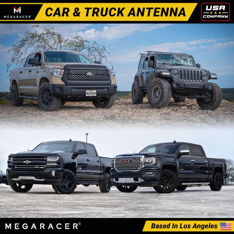Mega Racer 3" Short Black Carbon Fiber Truck Antenna for Ford F150 F250 Bronco RAM 1500 Chevy Silverado GMC Sierra Wrangler Gladiator Tundra Tacoma RAV4 Rogue, Car Wash Safe, Small Stubby Replacement Accessories - Image 4
